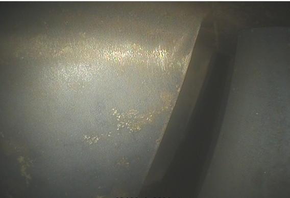 Borescope view of internal compressor surfaces